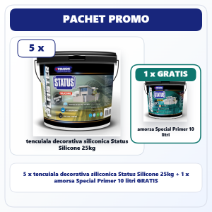 Pachet promo 5 x tencuiala decorativa Status Silicone + 1 amorsa Status Special Primer 10l gratis